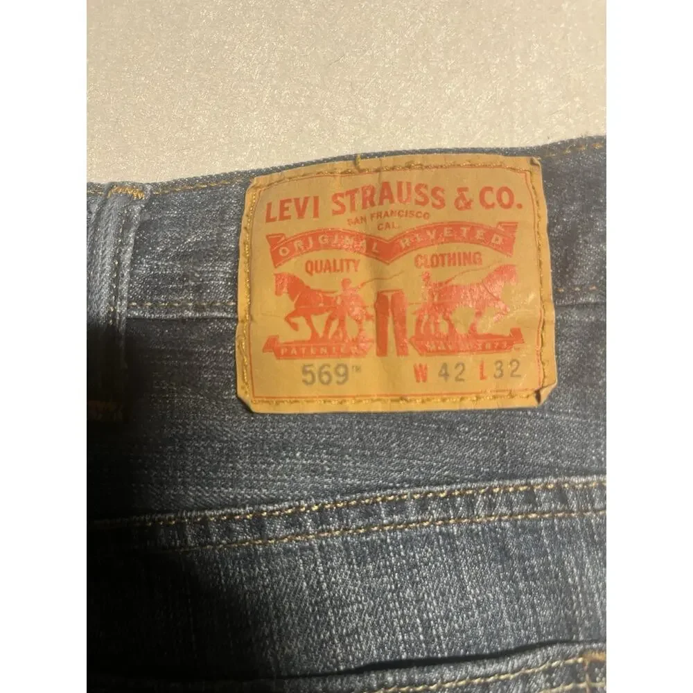 Levi’s 569 Loose Straight Jeans Mens 42x32 Blue Denim Relaxed Fit